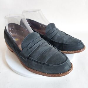 Eddie Bauer Loafers Womens Size 7 M Blue Nubuck Leather Upper & Sole Penny Italy